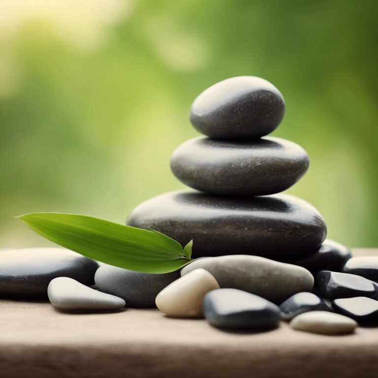 A soothing and calming image for a Naturally Well website with stones