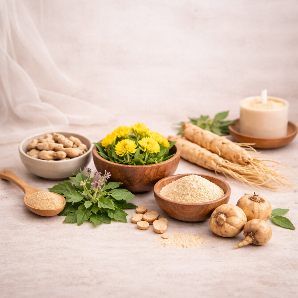 Herbal adaptogens on natural surface