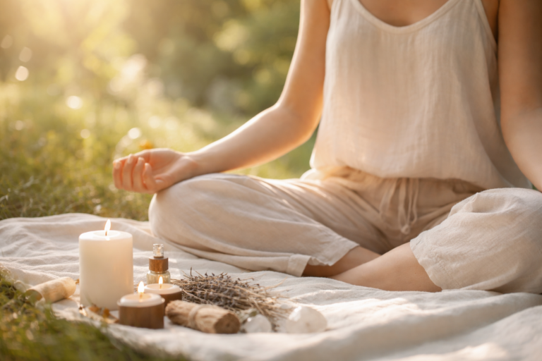 Serene afternoon meditation in nature